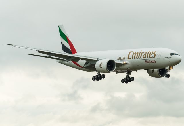 Boeing 777-200 (A6-EFN) - A6-EFN aka 'BOE041' Emirates B777 freighter on its way back from Portland paint hangar