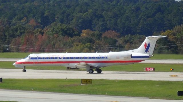 Embraer ERJ-145 (N817AE) - American Eagle 2942 taxing to the gate.  Taken October 27, 2014.