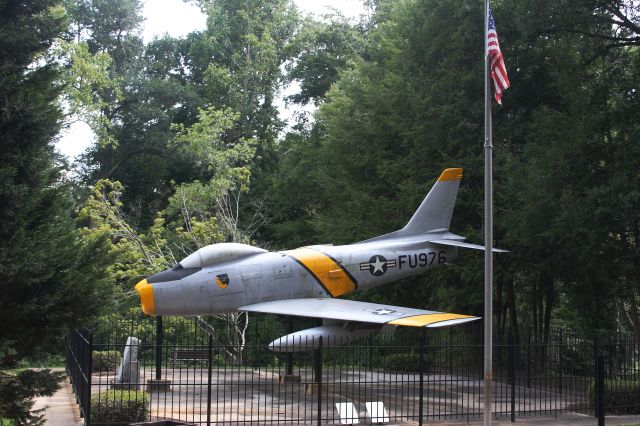 North American F-86 Sabre (FU976) - F-86 Sabrejet in downtown Greenville SCs historic Cleveland Park. Memorial for native Greenvillian USAF Major Rudolph Anderson Jr. This beauty has been here as long as I can remember (Im 46) and Ive never photographed it until today. Please see photo of the memorial stone tagged with the same tail #