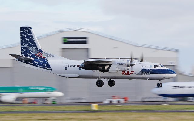 YL-RAD — - raf-avia an-26b yl-rad about to land at shannon from birmingham 12/3/18.