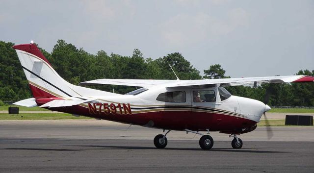 Cessna Centurion (N7591N) - This was old '91N on it's first landing at my home-drome after being repainted. 