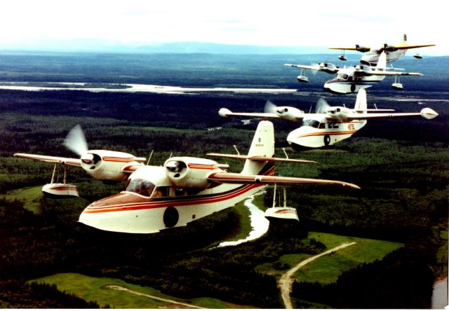 Grumman G-44 Widgeon (N575L) - Formation of Grumman Widgeon flying out of Fairbanks Alaska