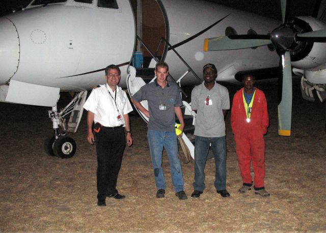 Grumman Gulfstream 1 (ZS-JIS) - 10 PM after a repair at Lubumbashi, DRC (Democratic Republic of Congo).