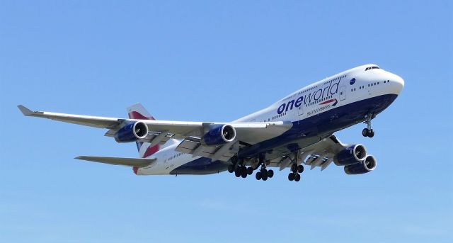 Boeing 747-400 (G-CIVC) - Landing on runway 27R on Jul 4, 2019.