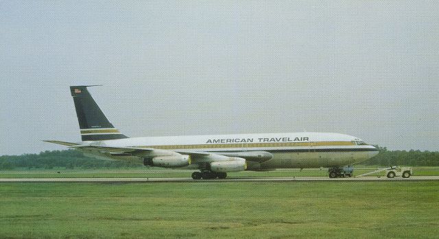 Boeing 720 (N9870R) - scanned from postcardbr /american travelair