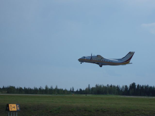 C-FSCO — - A Dornier 328 turbo-prop takes off into the summer sky at Fort McMurray, Alberta, Canada on Friday, August 8th, 2008