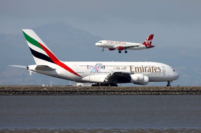 Airbus A380-800 (A6-EEM) - Emirates taxiing to 28L for departure to DXB  05-30-2015