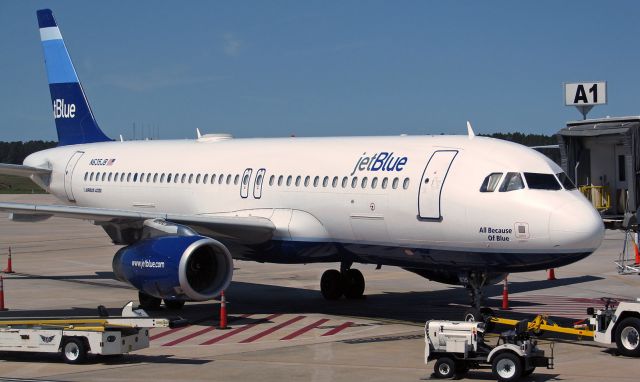 Airbus A320 (N635JB) - N635JB, jetBlue's "All Because Of Blue," an A320, is viewed in this September, 2009, "Flashback" photo.