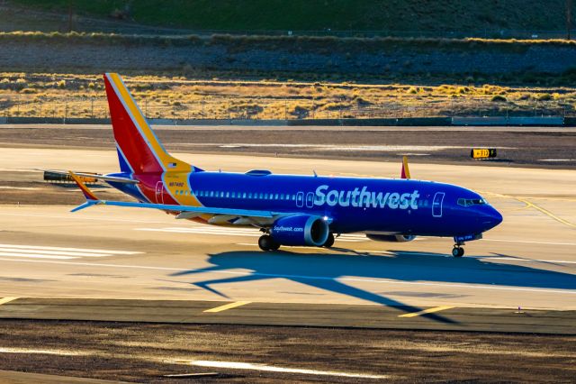 Boeing 737 MAX 8 (N8748Q) - A Southwest Airlines 737 MAX 8 taxing at PHX on 1/17/23. Taken with a Canon R7 and Tamron 70-200 G2 lens.