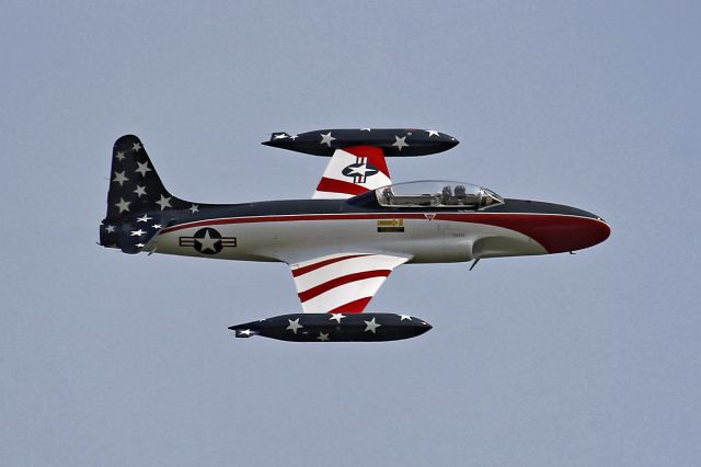 Lockheed T-33 Shooting Star (N230CF) - Here’s one from my archives. Doug Matthews in his Lockheed T-33 (Canadair 1953), performing at The Gathering of Eagles Air Show at Lost Nation Airport in Willoughby, Ohio on 20 Jul 2014.