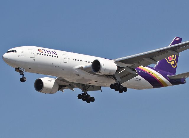 Boeing 777-200 (HS-TJS) - Landing at the LAX.