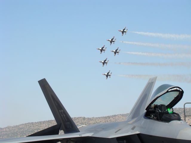 Lockheed F-22 Raptor — - Thunderbirds over F-22 Raptor Demo Team Aircraft at Reno Air Races 2008