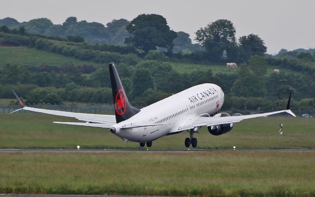 Boeing 737 MAX 8 (C-FSLU) - air canada b737max-8 c-fslu dep shannon 2/6/18.