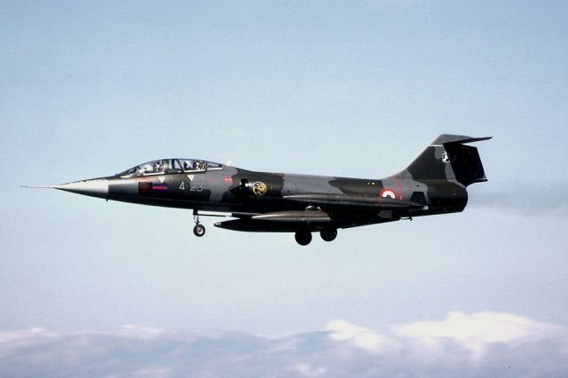 Canadair CL-201 Starfighter (N433) - This TF-104G from 4 Stormo, Italian Air Force, on a squadron exchange with one of the RAF Buccaneer squadrons, at Lossie.