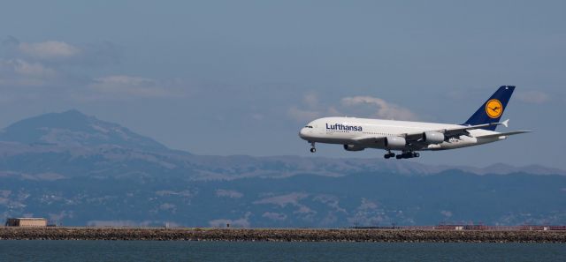 Airbus A380-800 (D-AIME) - Shot at SFO 10/2/11.