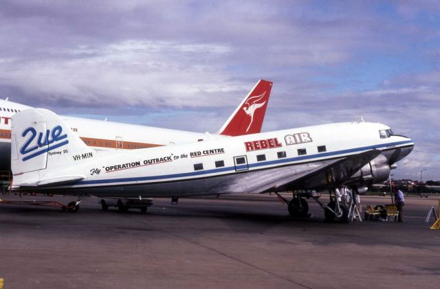 Douglas DC-3 (VH-MIN) - Dc3 VH-MIN of Rebel Air at a Sydney Airport open day in the early 1980s