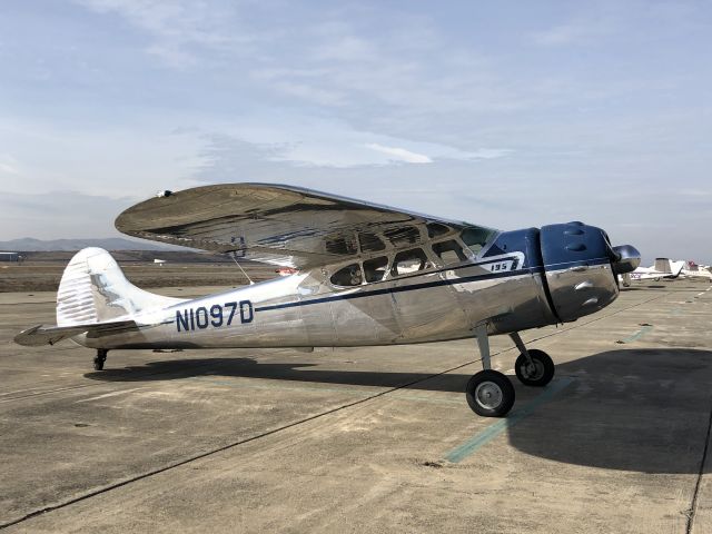 Cessna LC-126 (N1097D) - Incredible Cessna 195 on the ramp at Hollister, CA (KCVH). This plane was polished to a mirror surface and glistened in the sun. Amazing!