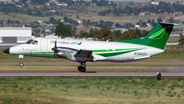 Embraer EMB-120 Brasilia (N366DC) - Key Lime's E120 returning to Centennial Airport sporting a spiffy new livery!