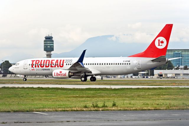 Boeing 737-800 (GTQB) - Chartered by the Liberal Party for the Canadian federal election campaign 