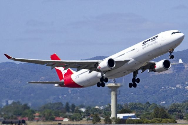 Airbus A330-300 (VH-QPD) - Getting airborne off runway 23 and heading to Singapore, on the last day of the Australian summer. Thursday 28th February 2013.