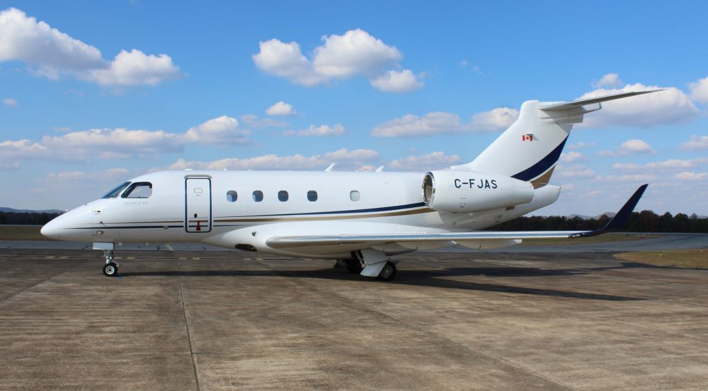 Embraer Legacy 450 (C-FJAS) - A 2017 model Embraer EMB-545 Legacy 450 on the ramp at Northeast Alabama Regional Airport, Gadsden, AL - November 3, 2022.