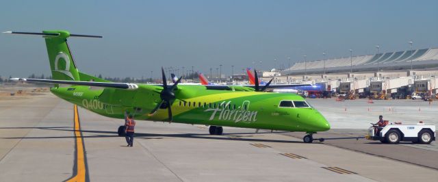 de Havilland Dash 8-400 (N439QX) - N439QX pushback - KSJC