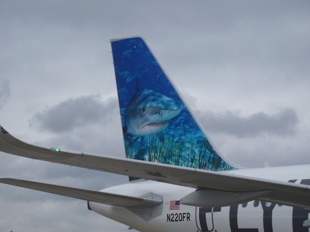 Airbus A320 (N220FR) - The shark tail.