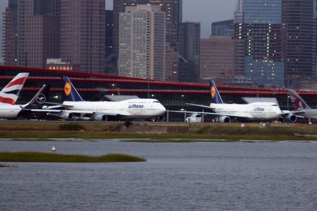 BOEING 747-8 (D-ABYK) - Two B747's are better than one: Lufthansa B747-8 and B744 both getting ready to depart BOS for FRA on 8/23/22. 