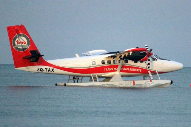 De Havilland Canada Twin Otter (8Q-TAX) - Moored up for the evening at Kanufushi Island on 3-Jan-24 ready for next day’s early morning return flight to VRMM via Fushifaru Island.