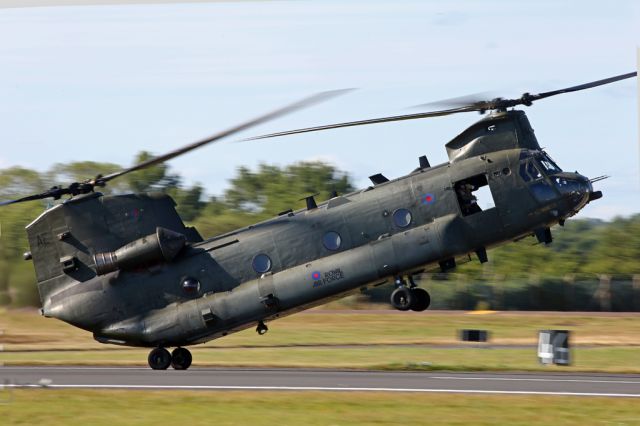 — — - Display the RAF Chinook.