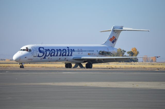 McDonnell Douglas MD-87 (N294EA) - Parked on the ramp as source of spare parts for Erickson Aero Tanker's fleet of MD-87s. Still in the defunct Spanair livery and wearing it's former registration EC-FFI. First delivered to Iberia in 1991!