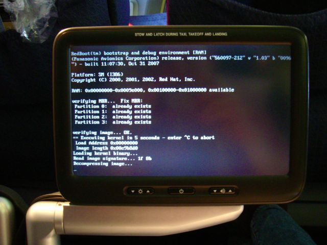 Boeing 777-200 — - IFE rebooting in seat 3B on COA ship 5 (flight 7).