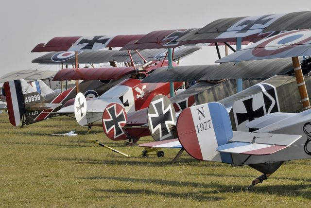 F-AZCY — - WWI flightline: Nieuport 17, 3 Fokker DR.1 and 1 SE.5a