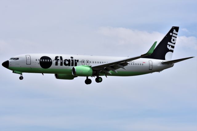 Boeing 737-800 (C-FFLJ) - C-FFLJ, tail 803, Flair Airlines newest Boeing 738 being delivered to YYC on Aug 30.