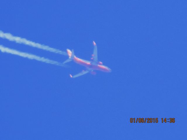 Boeing 737-700 (N439WN) - Southwest Airlines flight 159 from PHX to CLE over Southeastern Kansas at 39,000 feet.