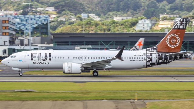 Boeing 737 MAX 8 (DQ-FAB) - 2nd visit of the new Fiji airways B737 max to Wellington 