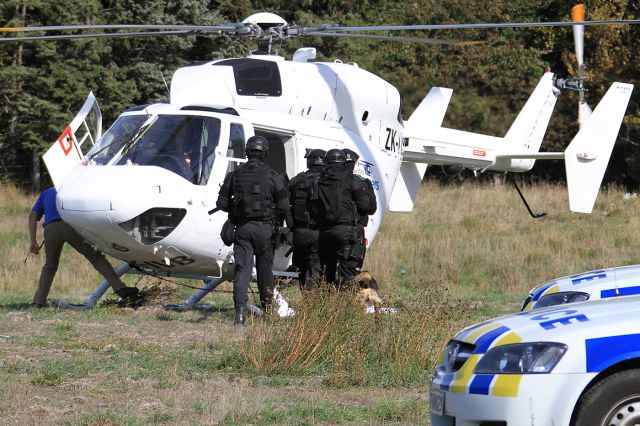 NUSANTARA NBK-117 (ZK-IVB) - 19 APR 2015.br /NZ Police AOS (Armed Offenders Squad) ( = American SWAT) practicing with dogs and helo 