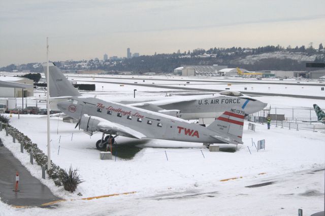 Douglas DC-2 (NAC13711) - Museum of Flights DC 2 in the snow at Boeing Field, Seattle.  Photo taken from the museums control tower exhibit.