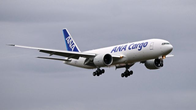 Boeing 777-200 (JA771F) - BOE261 on final to Rwy 16R to complete a C1 flight on 11.28.18. (ln 1582 / cn 65756). This is the first B777 freighter for ANA.