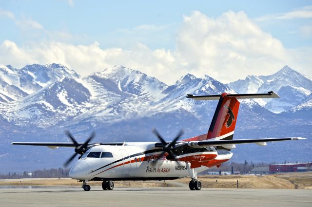 de Havilland Dash 8-100 (N891EA) - First repainted Dash 8 with new Ravn paint job.  Changed the name of Era Aviation to Corvus Airlines and rebranded to Ravn Alaska