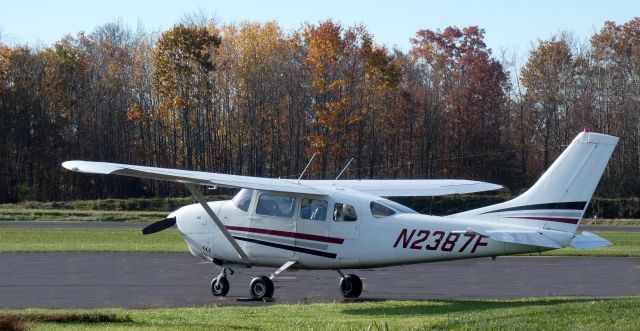 Cessna Centurion (N2387F) - Catching some tarmac time is this 1965 Cessna 210E Centurion in the Autumn of 2022.