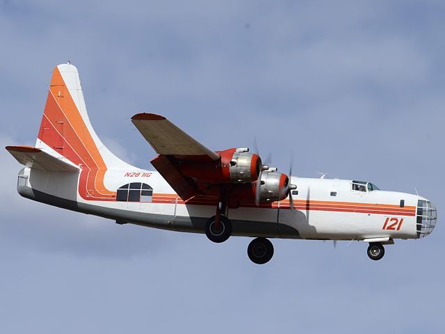 CONVAIR Privateer (N2871G) - Former air tanker 121 arriving for Phoenix-Mesa Gateway Airport Aviation Day.