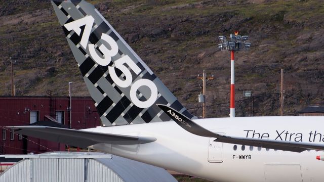 Airbus A350-900 (F-WWYB) - The AirBus A350 XWB , A350-941, at the Iqaluit airport July 24, 2014