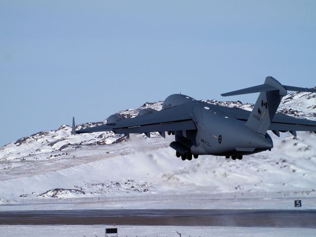 Bombardier Global Express (17-7703) - The Globemaster III, C-177, leaving the Iqaluit airport.