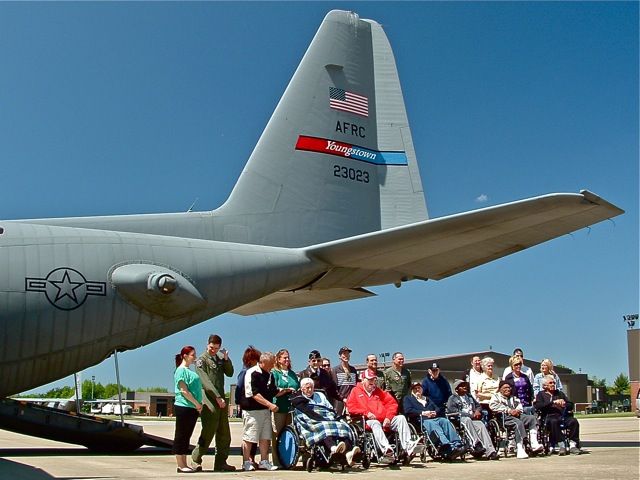 Lockheed C-130 Hercules (N23023) - The assembled group of veterans visiting the 910th Airlift Wing at KYNG.  Thank you to Maj. Brent J. Davis/910th AFRES/PA for his coordination on this event.