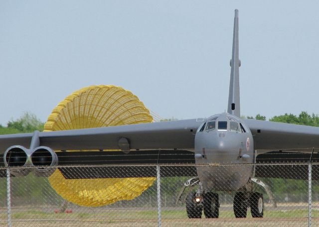 Boeing B-52 Stratofortress (60-0041) - At Barksdale Air Force Base. Dropping his drag chute so he can taxi to the ramp.