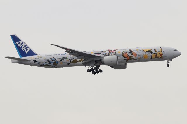 BOEING 777-300 (JA784A) - All Nippon's 'Pokémon' livery arriving from Tokyo