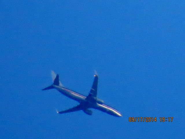 Boeing 737-700 (N858NN) - American Airlines flight 1611 from ORD to Tulsa over Baxter Springs Kansas (78KS) at 22,450 feet.