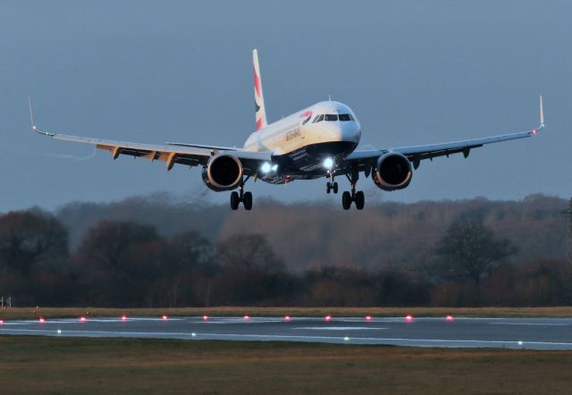 Airbus A321neo (G-NEOU) - BA1386 arriving from LHR as the sun rises over the Pennines