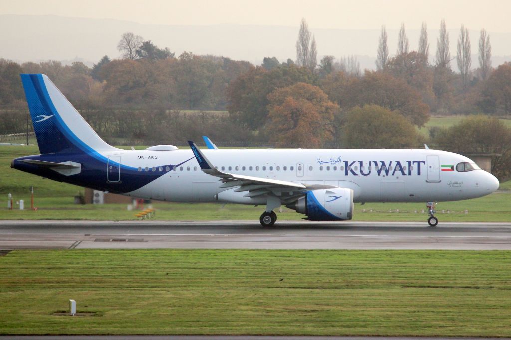 Airbus A320neo (9K-AKS) - Departing rwy 23R on 11-Nov-24 operating flight KAC114 to OKKK.
